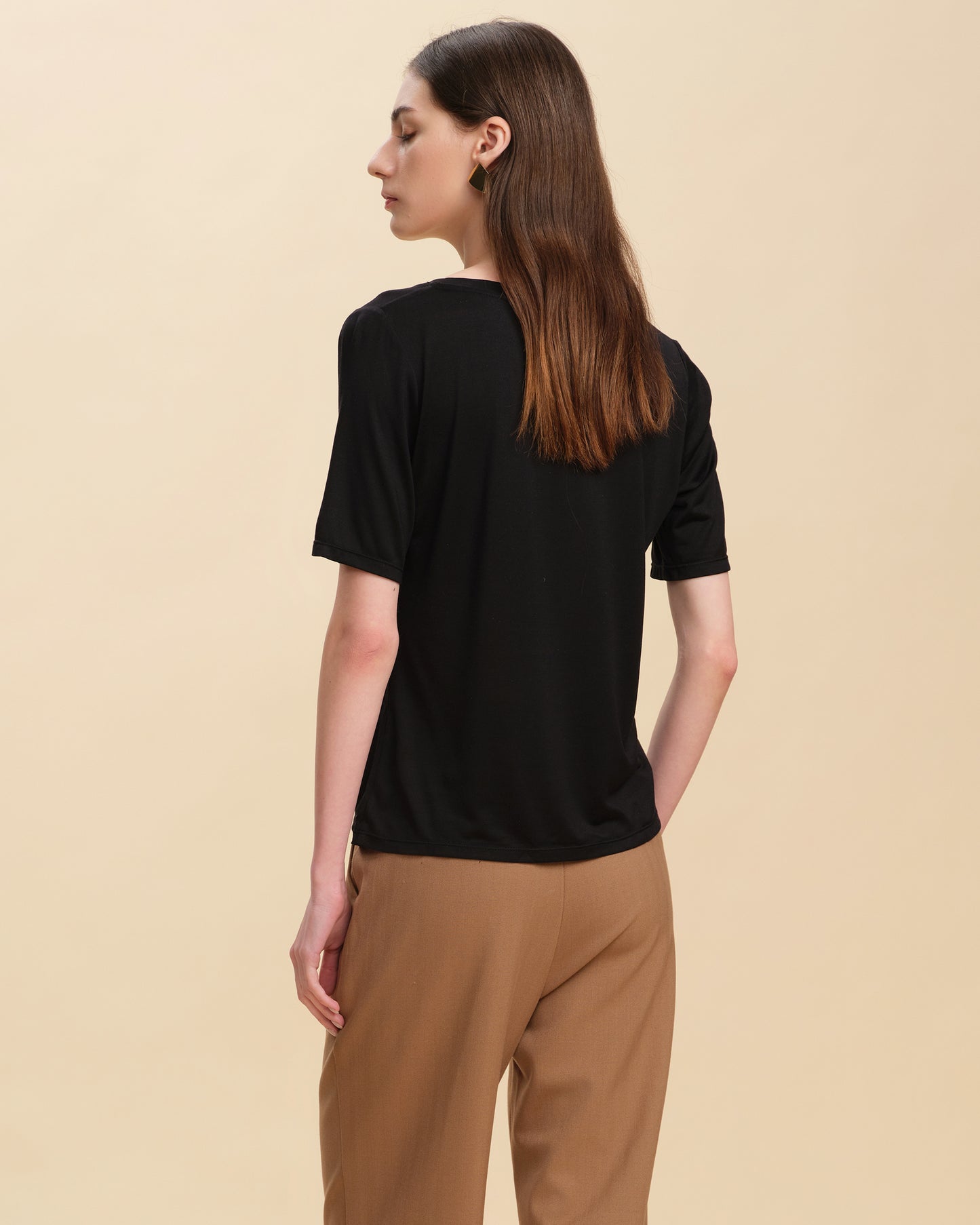 Relaxed Silk Knit V-Neck Tee