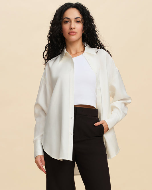 Oversized Silk Twill Shirt Jacket