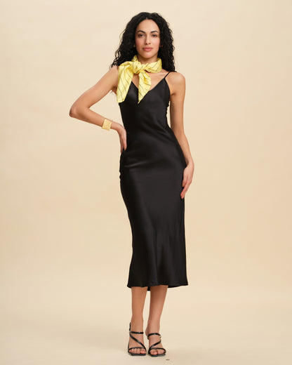 45° Bias-Cut Silk Satin A-Line Dress