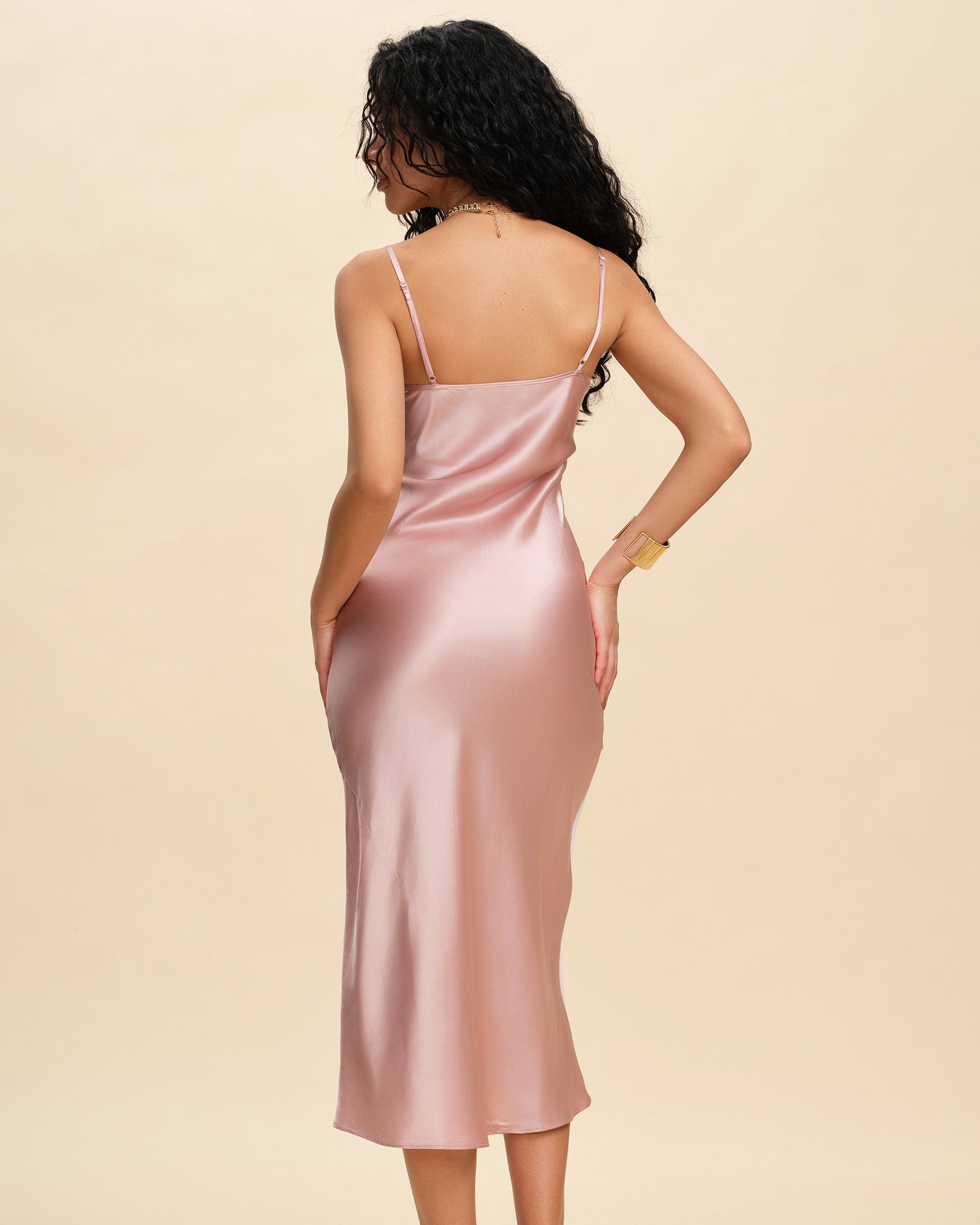 45° Bias-Cut Silk Satin A-Line Dress