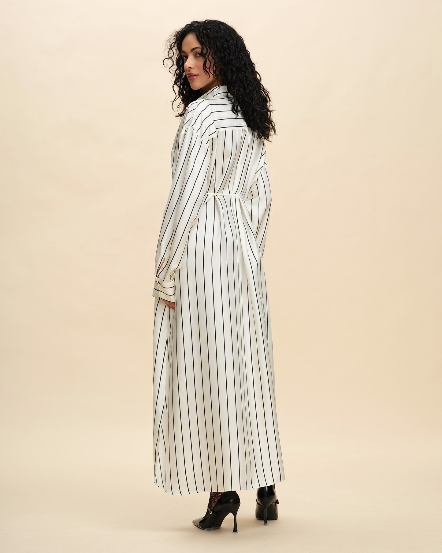 Oversized Silk Twill Batwing Shirt Dress