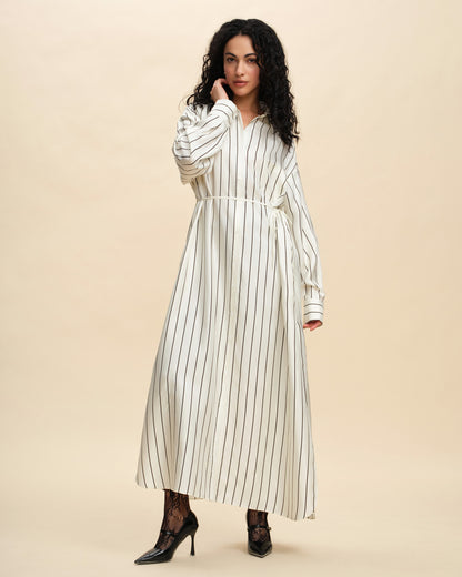 Oversized Silk Twill Batwing Shirt Dress