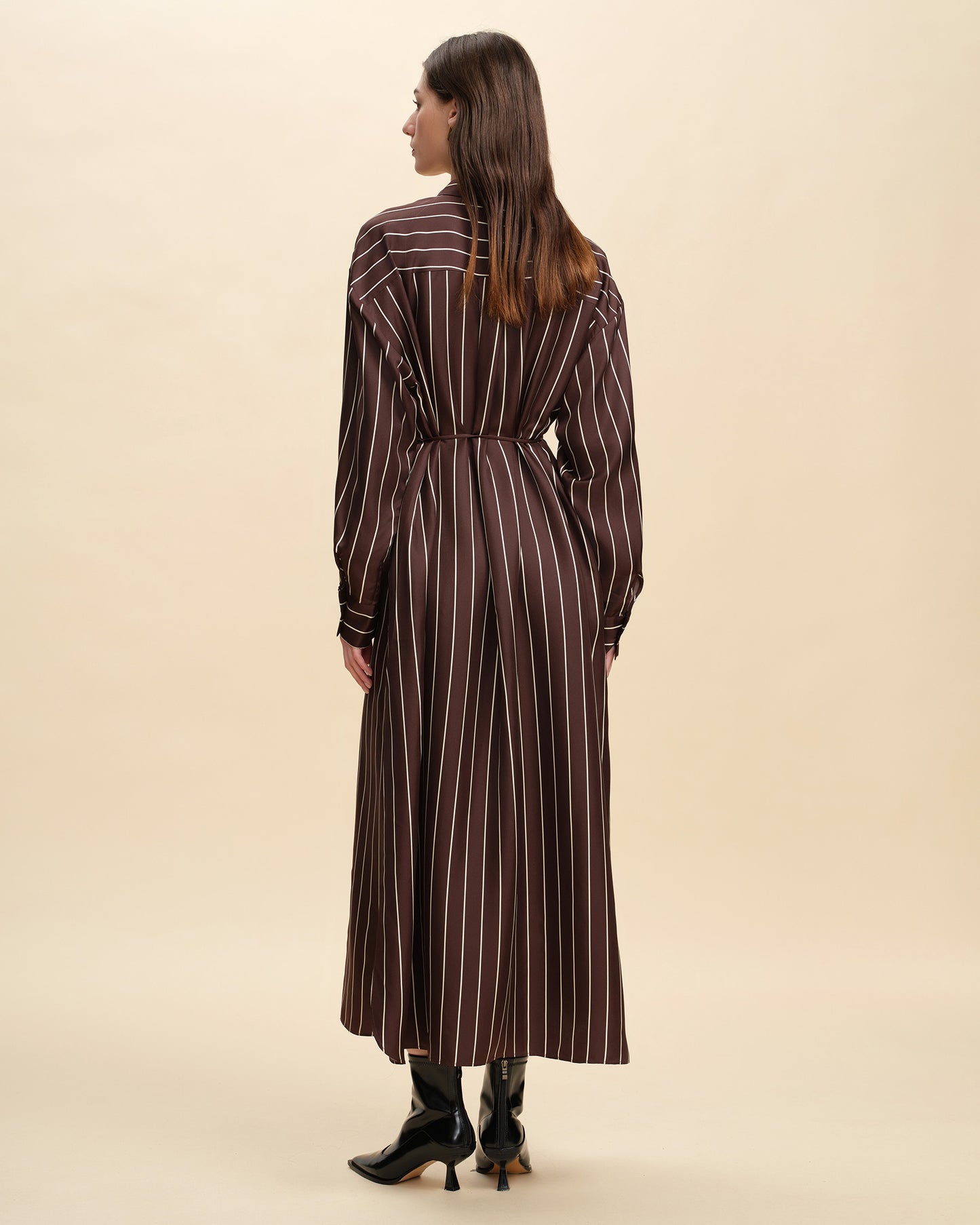 Oversized Silk Twill Batwing Shirt Dress