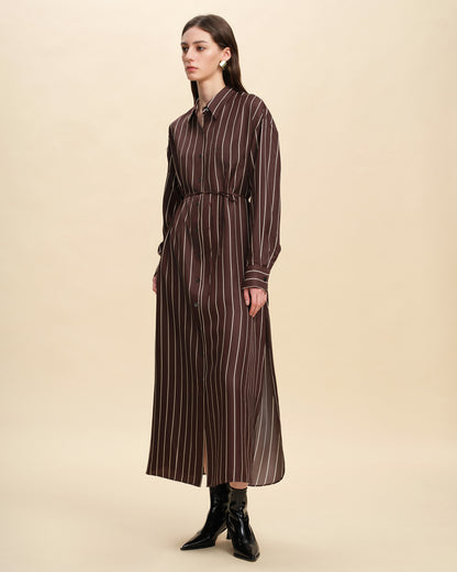 Oversized Silk Twill Batwing Shirt Dress