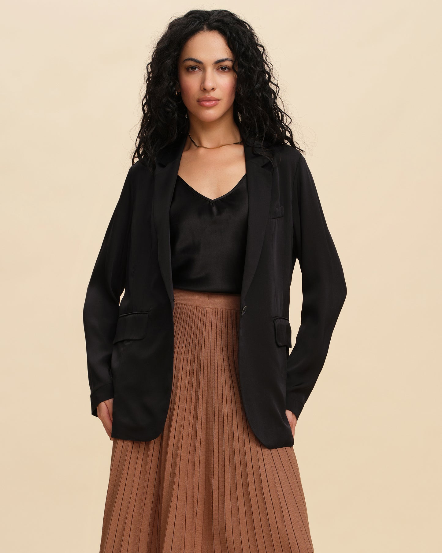 Black Stretch Double-Crepe Blazer