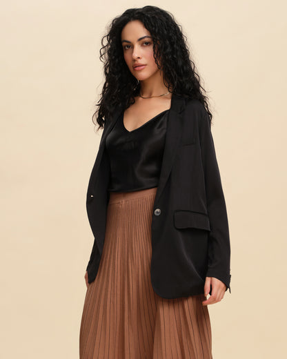 Black Stretch Double-Crepe Blazer