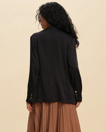 Black Stretch Double-Crepe Blazer