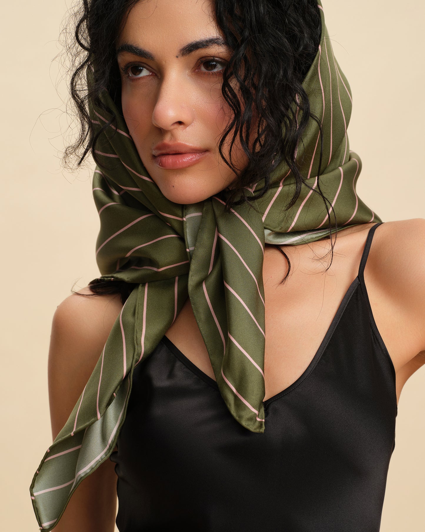 Chic Striped Square Silk Scarf