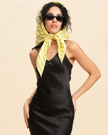 Chic Striped Square Silk Scarf