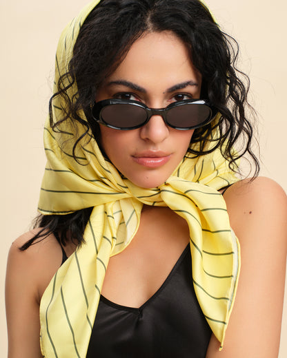 Chic Striped Square Silk Scarf